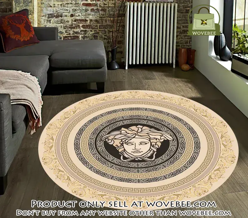 Versace medusa greek round rug carpet luxury brand fashion home decor wvb5921825